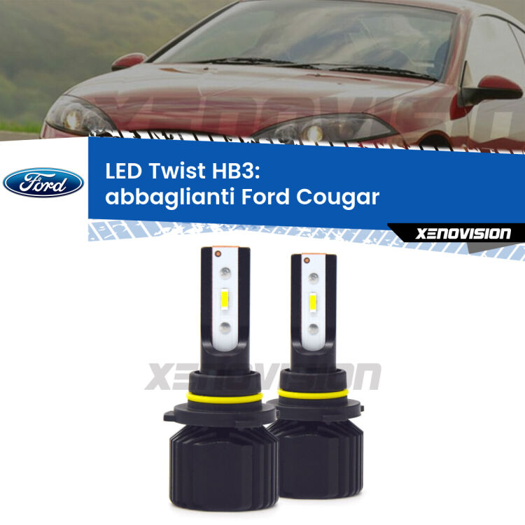 <strong>Kit abbaglianti LED</strong> HB3 per <strong>Ford Cougar</strong>  1998 -2001. Compatte, impermeabili, senza ventola: praticamente indistruttibili. Top Quality.