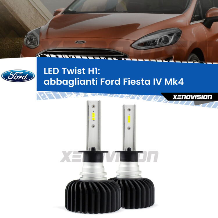 <strong>Kit abbaglianti LED</strong> H1 per <strong>Ford Fiesta</strong> Mk4 1995 -1999. Compatte, impermeabili, senza ventola: praticamente indistruttibili. Top Quality.