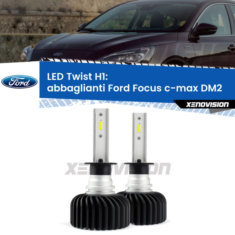 <strong>Kit abbaglianti LED</strong> H1 per <strong>Ford Focus c-max</strong> DM2 2003 -2007. Compatte, impermeabili, senza ventola: praticamente indistruttibili. Top Quality.