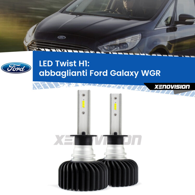 <strong>Kit abbaglianti LED</strong> H1 per <strong>Ford Galaxy</strong> WGR 1995 -2006. Compatte, impermeabili, senza ventola: praticamente indistruttibili. Top Quality.