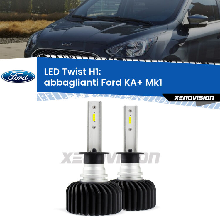 <strong>Kit abbaglianti LED</strong> H1 per <strong>Ford KA+</strong> Mk1 1996 -2008. Compatte, impermeabili, senza ventola: praticamente indistruttibili. Top Quality.