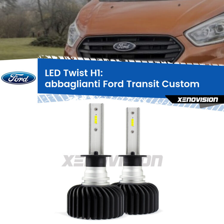 <strong>Kit abbaglianti LED</strong> H1 per <strong>Ford Transit Custom</strong>  con LED di serie. Compatte, impermeabili, senza ventola: praticamente indistruttibili. Top Quality.