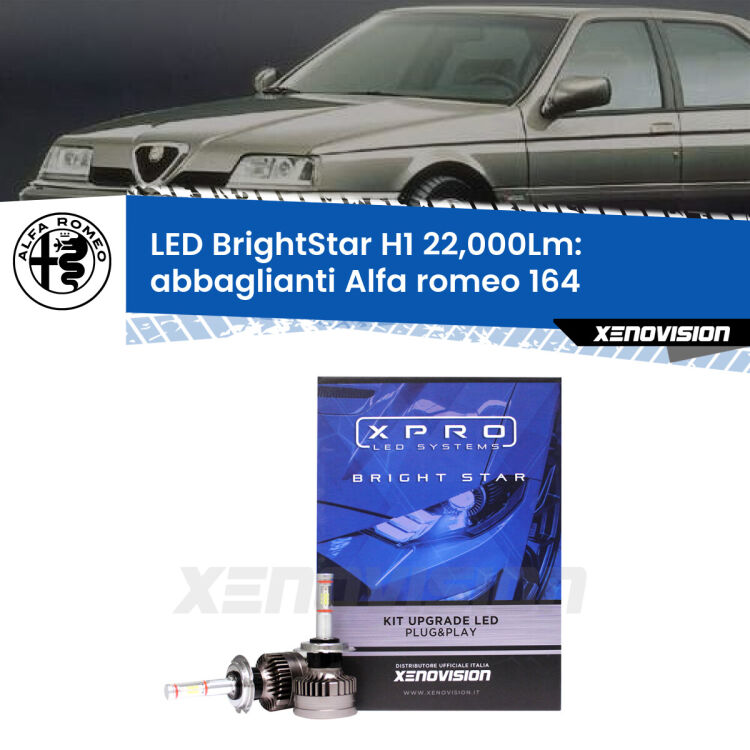 <strong>Kit LED abbaglianti per Alfa romeo 164</strong>  1992 -1998. </strong>Due lampade Canbus H1 Brightstar da 22,000 Lumen. Qualità Massima.