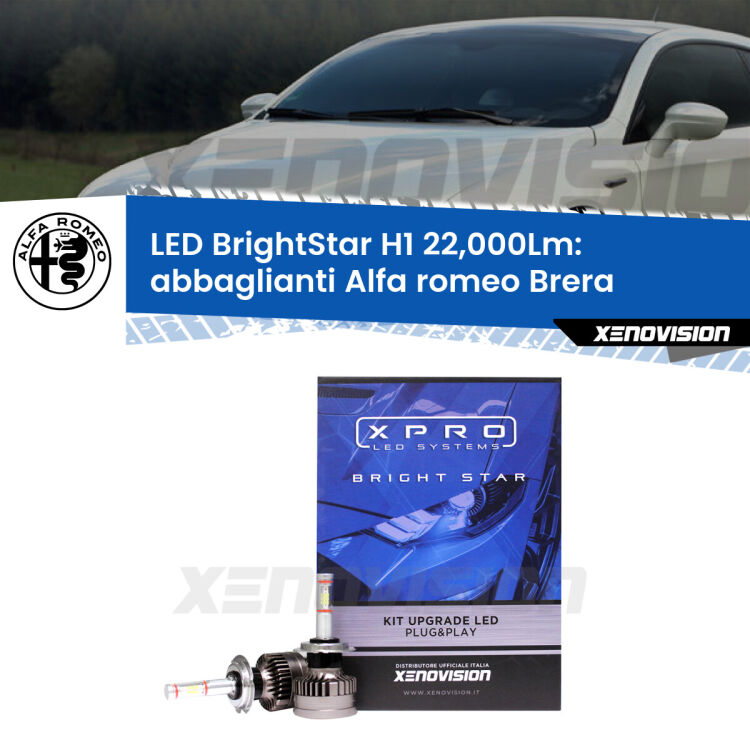 <strong>Kit LED abbaglianti per Alfa romeo Brera</strong>  con fari Bi-Xenon. </strong>Due lampade Canbus H1 Brightstar da 22,000 Lumen. Qualità Massima.