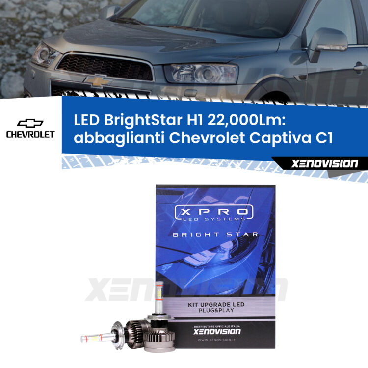 <strong>Kit LED abbaglianti per Chevrolet Captiva</strong> C1 2006 -2015. </strong>Due lampade Canbus H1 Brightstar da 22,000 Lumen. Qualità Massima.