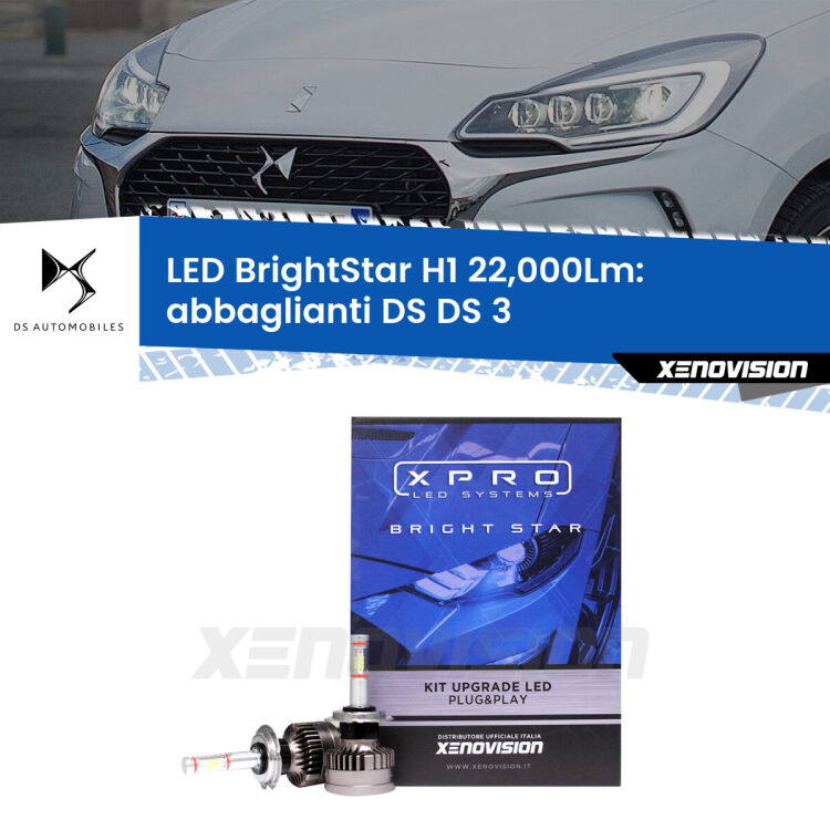 <strong>Kit LED abbaglianti per DS DS 3</strong>  2015in poi. </strong>Due lampade Canbus H1 Brightstar da 22,000 Lumen. Qualità Massima.