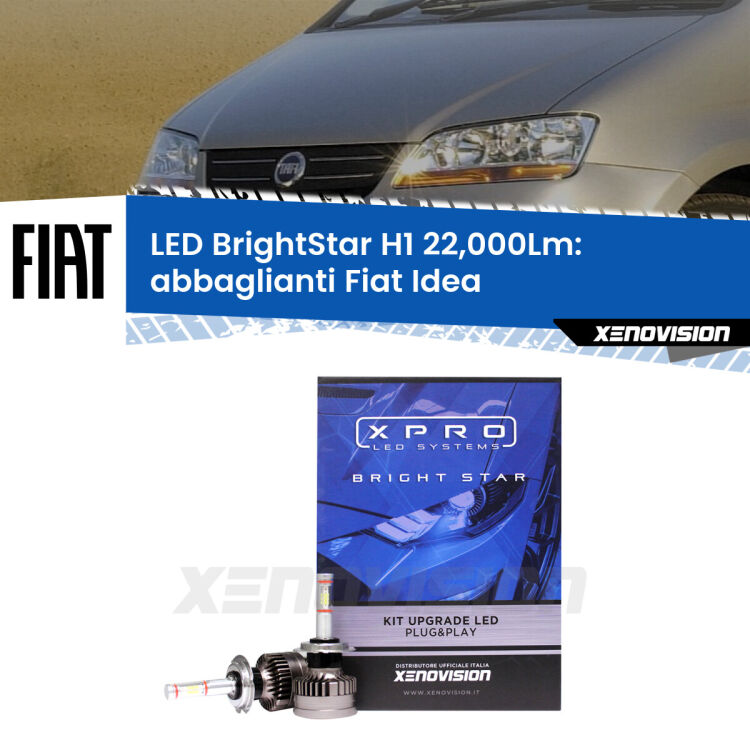 <strong>Kit LED abbaglianti per Fiat Idea</strong>  2003 -2015. </strong>Due lampade Canbus H1 Brightstar da 22,000 Lumen. Qualità Massima.