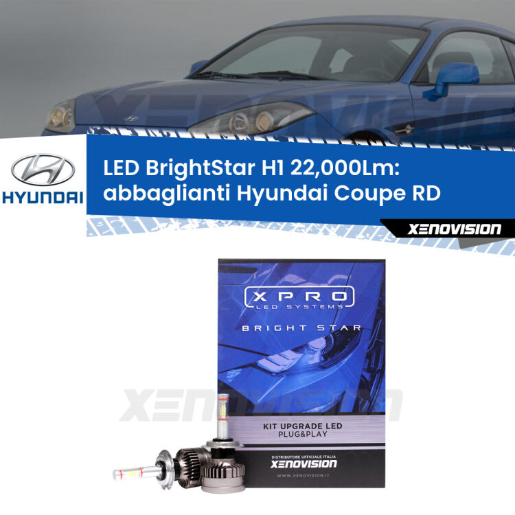 <strong>Kit LED abbaglianti per Hyundai Coupe</strong> RD 1996 -2002. </strong>Due lampade Canbus H1 Brightstar da 22,000 Lumen. Qualità Massima.