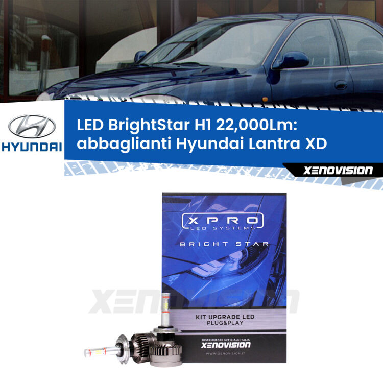 <strong>Kit LED abbaglianti per Hyundai Lantra</strong> XD 2000 -2006. </strong>Due lampade Canbus H1 Brightstar da 22,000 Lumen. Qualità Massima.