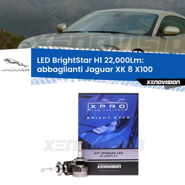 <strong>Kit LED abbaglianti per Jaguar XK 8</strong> X100 1996 -2005. </strong>Due lampade Canbus H1 Brightstar da 22,000 Lumen. Qualità Massima.