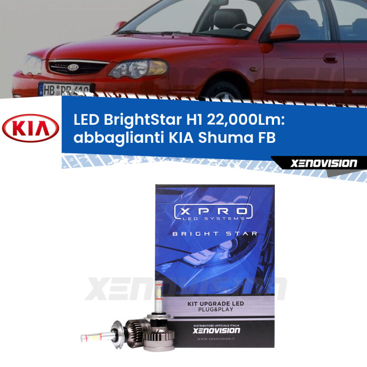 <strong>Kit LED abbaglianti per KIA Shuma</strong> FB 1997 -2000. </strong>Due lampade Canbus H1 Brightstar da 22,000 Lumen. Qualità Massima.