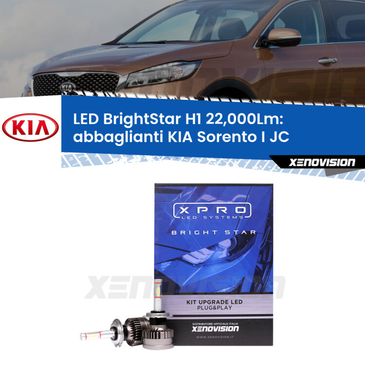 <strong>Kit LED abbaglianti per KIA Sorento I</strong> JC 2002 -2008. </strong>Due lampade Canbus H1 Brightstar da 22,000 Lumen. Qualità Massima.