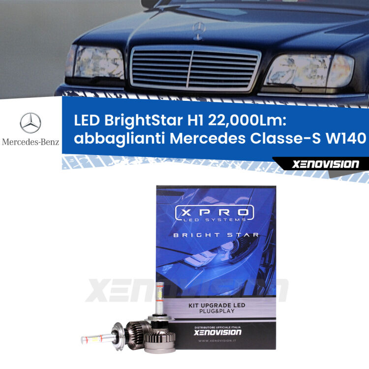 <strong>Kit LED abbaglianti per Mercedes Classe-S</strong> W140 1991 -1998. </strong>Due lampade Canbus H1 Brightstar da 22,000 Lumen. Qualità Massima.