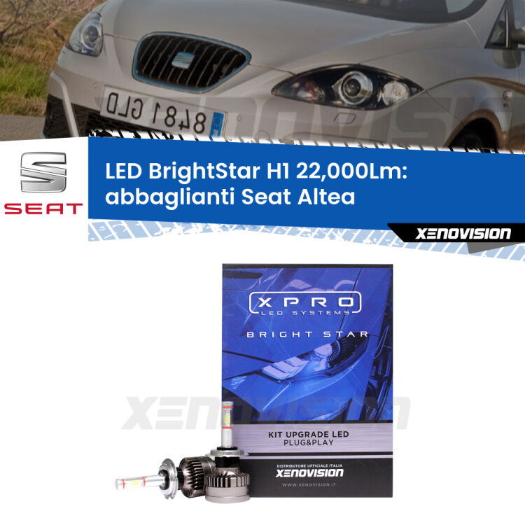 <strong>Kit LED abbaglianti per Seat Altea</strong>  2004 -2010. </strong>Due lampade Canbus H1 Brightstar da 22,000 Lumen. Qualità Massima.