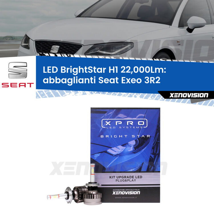 <strong>Kit LED abbaglianti per Seat Exeo</strong> 3R2 2008 -2013. </strong>Due lampade Canbus H1 Brightstar da 22,000 Lumen. Qualità Massima.