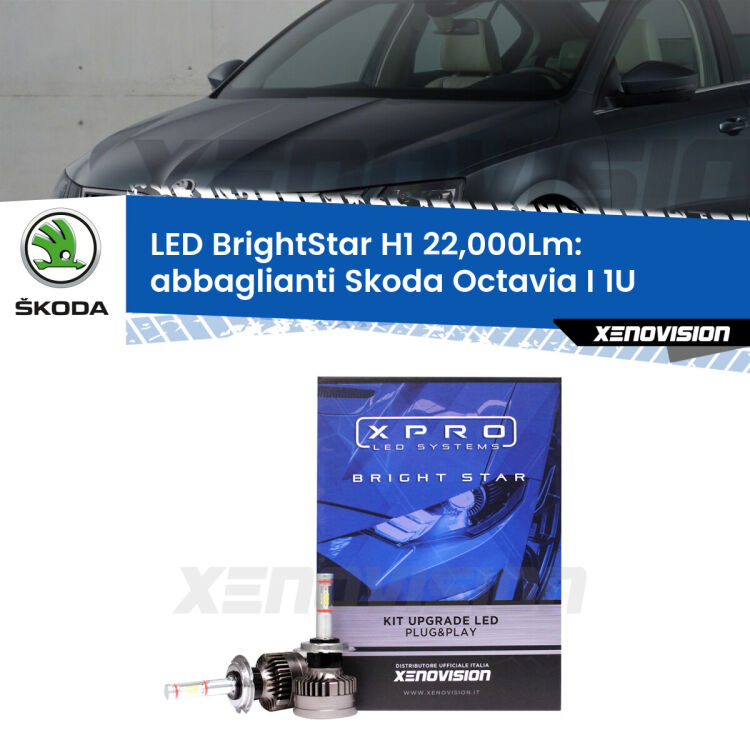 <strong>Kit LED abbaglianti per Skoda Octavia I</strong> 1U con fari Xenon. </strong>Due lampade Canbus H1 Brightstar da 22,000 Lumen. Qualità Massima.