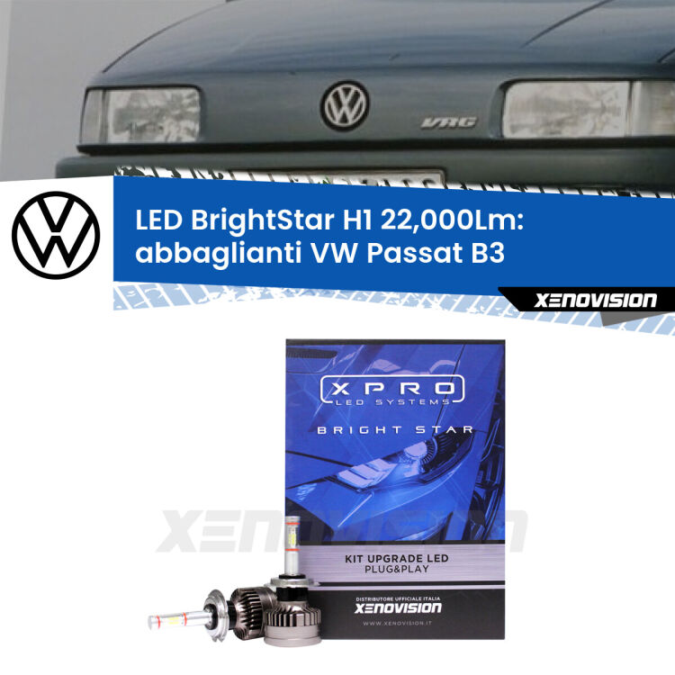 <strong>Kit LED abbaglianti per VW Passat</strong> B3 a parabola doppia. </strong>Due lampade Canbus H1 Brightstar da 22,000 Lumen. Qualità Massima.