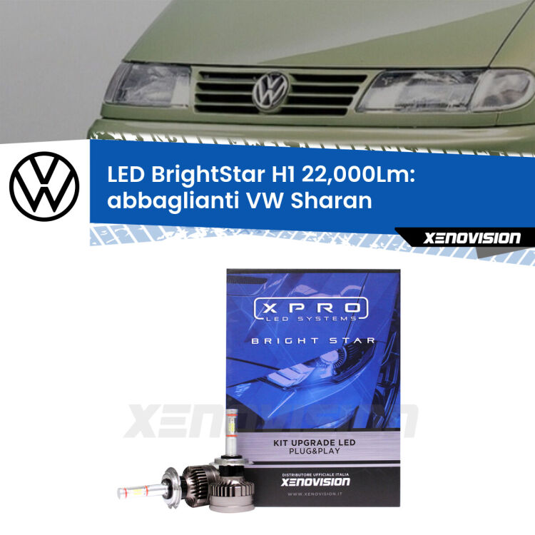 <strong>Kit LED abbaglianti per VW Sharan</strong>  1995-2010. </strong>Due lampade Canbus H1 Brightstar da 22,000 Lumen. Qualità Massima.