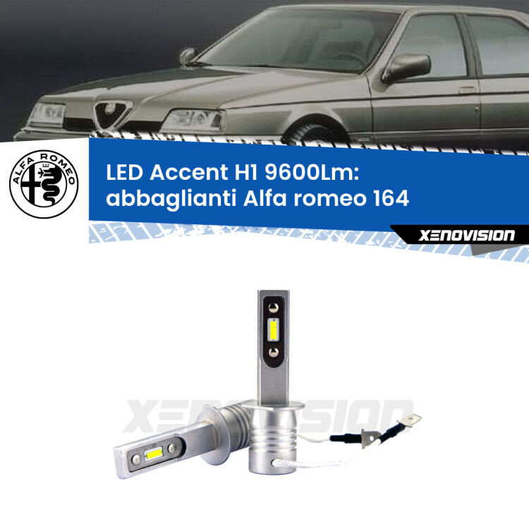 <strong>Kit LED Abbaglianti per Alfa romeo 164</strong>  1992 -1998.</strong> Coppia lampade <strong>H1</strong> senza ventola e ultracompatte per installazioni in fari senza spazi.