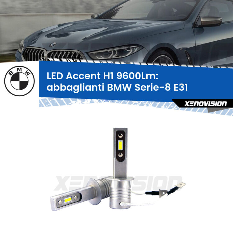 <strong>Kit LED Abbaglianti per BMW Serie-8</strong> E31 1990 -1999.</strong> Coppia lampade <strong>H1</strong> senza ventola e ultracompatte per installazioni in fari senza spazi.