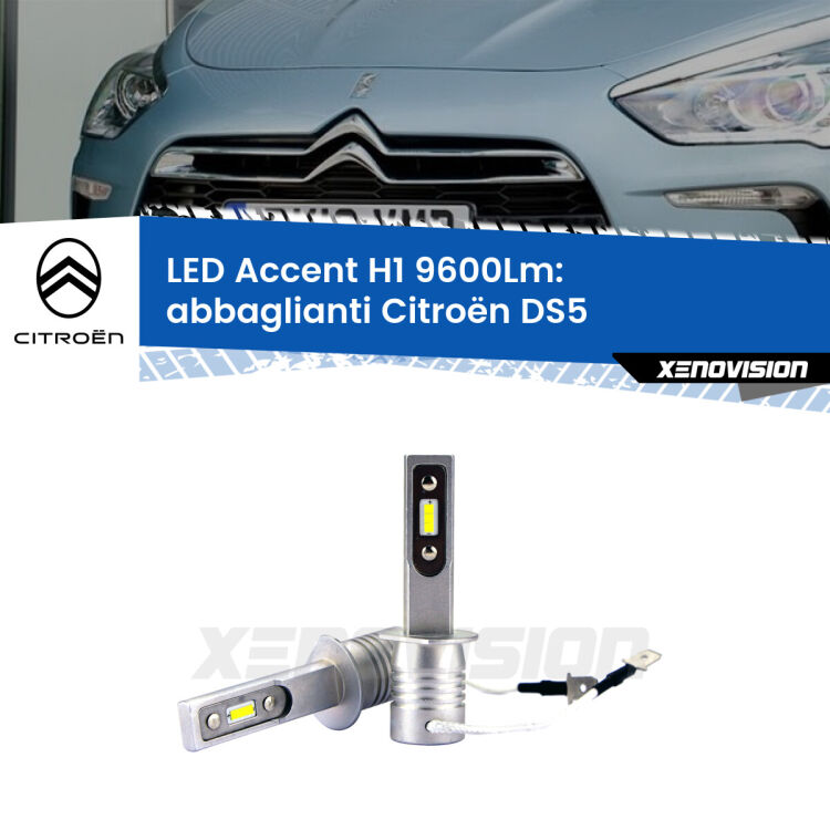 <strong>Kit LED Abbaglianti per Citroën DS5</strong>  2011 -2015.</strong> Coppia lampade <strong>H1</strong> senza ventola e ultracompatte per installazioni in fari senza spazi.