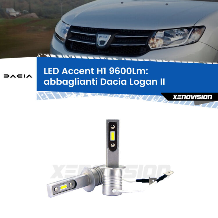 <strong>Kit LED Abbaglianti per Dacia Logan</strong> II a parabola doppia.</strong> Coppia lampade <strong>H1</strong> senza ventola e ultracompatte per installazioni in fari senza spazi.