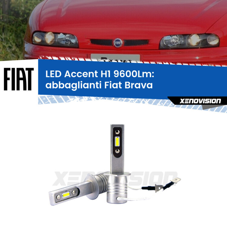 <strong>Kit LED Abbaglianti per Fiat Brava</strong>  1995 -2001.</strong> Coppia lampade <strong>H1</strong> senza ventola e ultracompatte per installazioni in fari senza spazi.