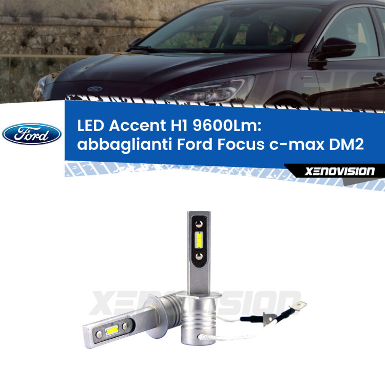 <strong>Kit LED Abbaglianti per Ford Focus c-max</strong> DM2 2003 -2007.</strong> Coppia lampade <strong>H1</strong> senza ventola e ultracompatte per installazioni in fari senza spazi.