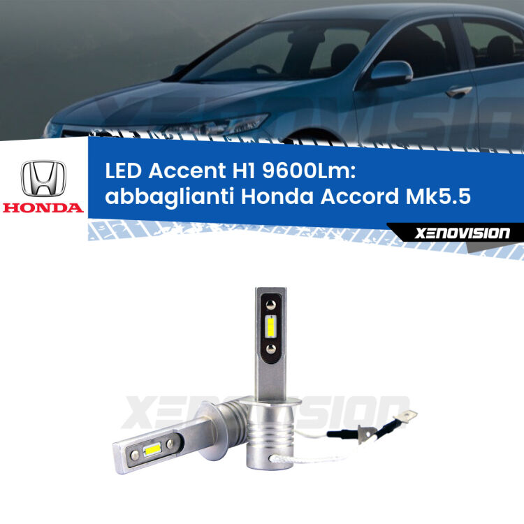 <strong>Kit LED Abbaglianti per Honda Accord</strong> Mk5.5 1996 -1998.</strong> Coppia lampade <strong>H1</strong> senza ventola e ultracompatte per installazioni in fari senza spazi.