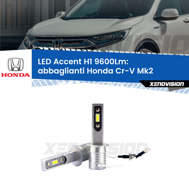 <strong>Kit LED Abbaglianti per Honda Cr-V</strong> Mk2 a parabola doppia.</strong> Coppia lampade <strong>H1</strong> senza ventola e ultracompatte per installazioni in fari senza spazi.