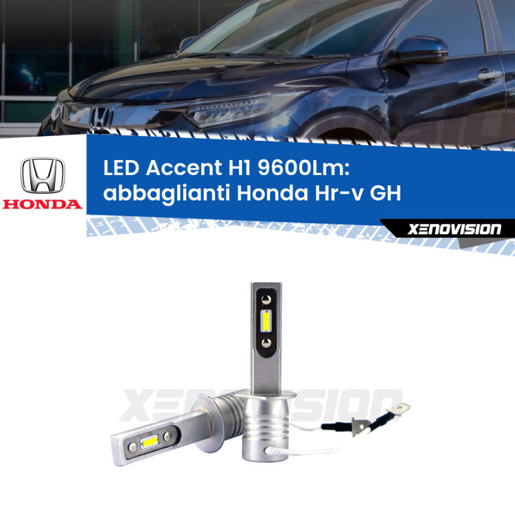 <strong>Kit LED Abbaglianti per Honda Hr-v</strong> GH 1998 -2012.</strong> Coppia lampade <strong>H1</strong> senza ventola e ultracompatte per installazioni in fari senza spazi.