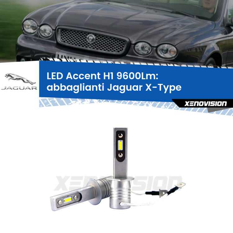 <strong>Kit LED Abbaglianti per Jaguar X-Type</strong>  2001 -2009.</strong> Coppia lampade <strong>H1</strong> senza ventola e ultracompatte per installazioni in fari senza spazi.