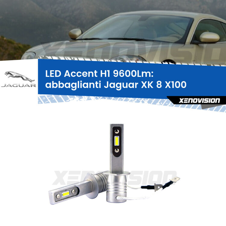 <strong>Kit LED Abbaglianti per Jaguar XK 8</strong> X100 1996 -2005.</strong> Coppia lampade <strong>H1</strong> senza ventola e ultracompatte per installazioni in fari senza spazi.