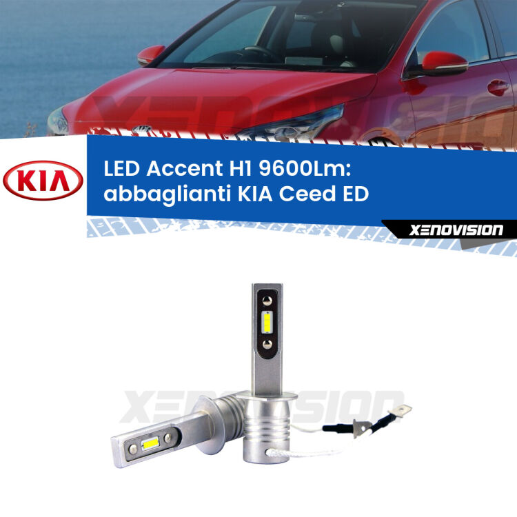 <strong>Kit LED Abbaglianti per KIA Ceed</strong> ED 2006 -2012.</strong> Coppia lampade <strong>H1</strong> senza ventola e ultracompatte per installazioni in fari senza spazi.