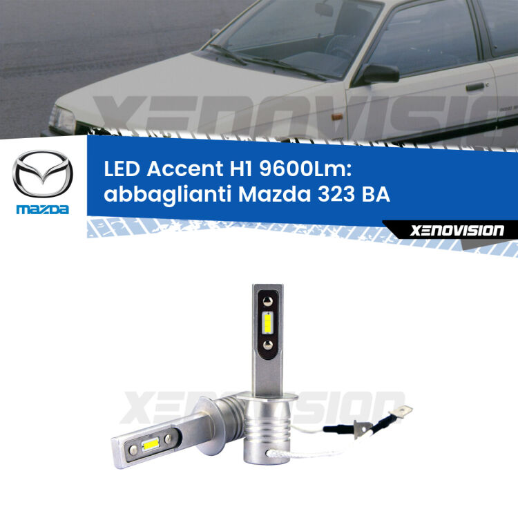 <strong>Kit LED Abbaglianti per Mazda 323</strong> BA 1994 -1998.</strong> Coppia lampade <strong>H1</strong> senza ventola e ultracompatte per installazioni in fari senza spazi.