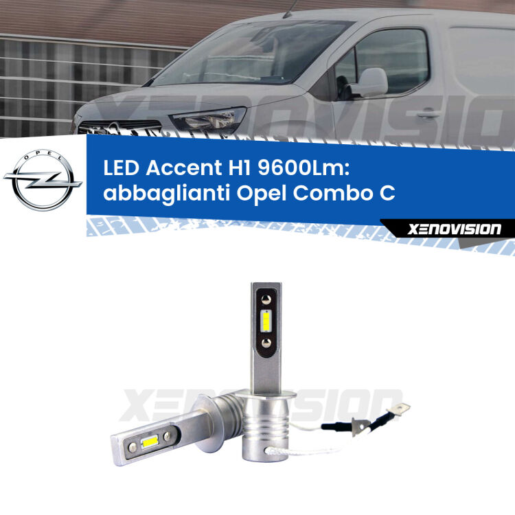 <strong>Kit LED Abbaglianti per Opel Combo C</strong>  2005 -2011.</strong> Coppia lampade <strong>H1</strong> senza ventola e ultracompatte per installazioni in fari senza spazi.