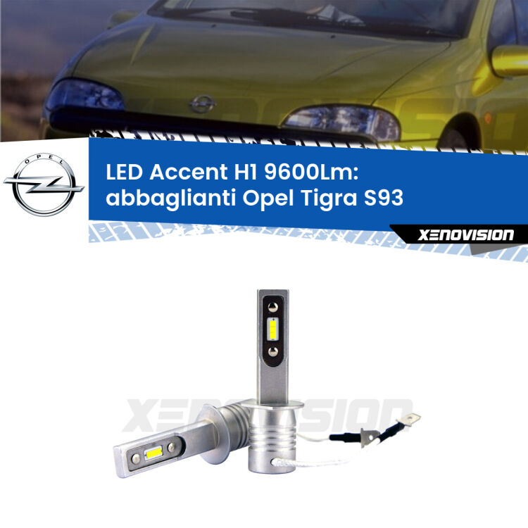 <strong>Kit LED Abbaglianti per Opel Tigra</strong> S93 1994 -2000.</strong> Coppia lampade <strong>H1</strong> senza ventola e ultracompatte per installazioni in fari senza spazi.