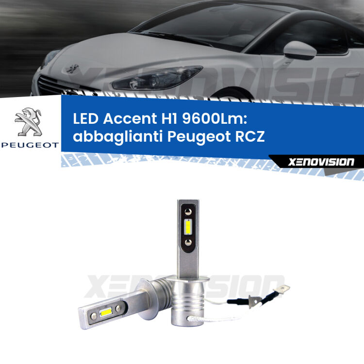 <strong>Kit LED Abbaglianti per Peugeot RCZ</strong>  2010 -2015.</strong> Coppia lampade <strong>H1</strong> senza ventola e ultracompatte per installazioni in fari senza spazi.