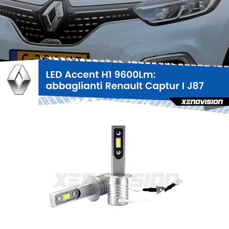 <strong>Kit LED Abbaglianti per Renault Captur I</strong> J87 restyling.</strong> Coppia lampade <strong>H1</strong> senza ventola e ultracompatte per installazioni in fari senza spazi.