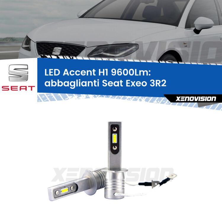 <strong>Kit LED Abbaglianti per Seat Exeo</strong> 3R2 2008 -2013.</strong> Coppia lampade <strong>H1</strong> senza ventola e ultracompatte per installazioni in fari senza spazi.