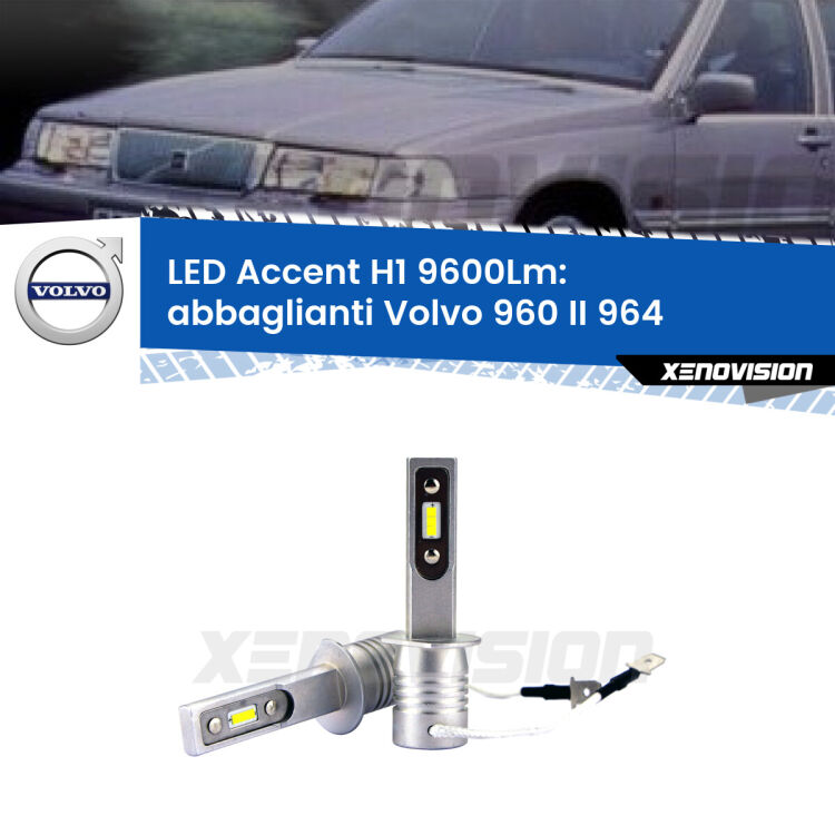 <strong>Kit LED Abbaglianti per Volvo 960 II</strong> 964 1994 -1996.</strong> Coppia lampade <strong>H1</strong> senza ventola e ultracompatte per installazioni in fari senza spazi.