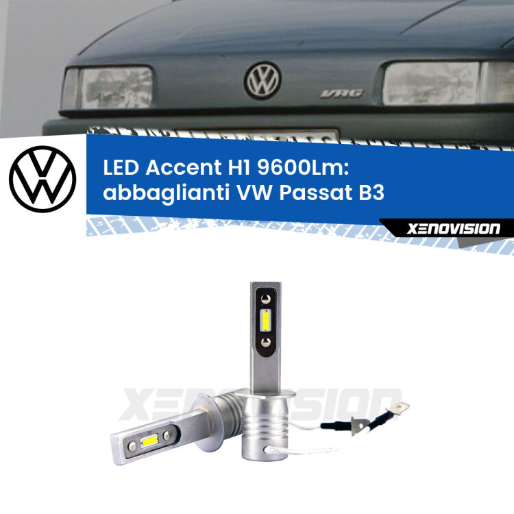 <strong>Kit LED Abbaglianti per VW Passat</strong> B3 a parabola doppia.</strong> Coppia lampade <strong>H1</strong> senza ventola e ultracompatte per installazioni in fari senza spazi.