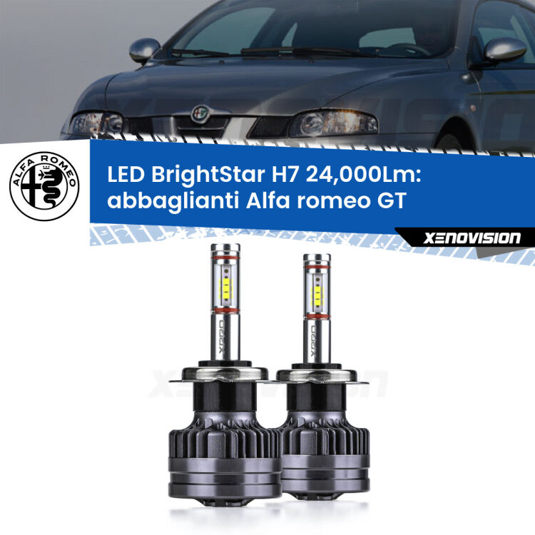 <strong>Kit LED abbaglianti per Alfa romeo GT</strong>  2003 -2010. </strong>Include due lampade Canbus H7 Brightstar da 24,000 Lumen. Qualità Massima.