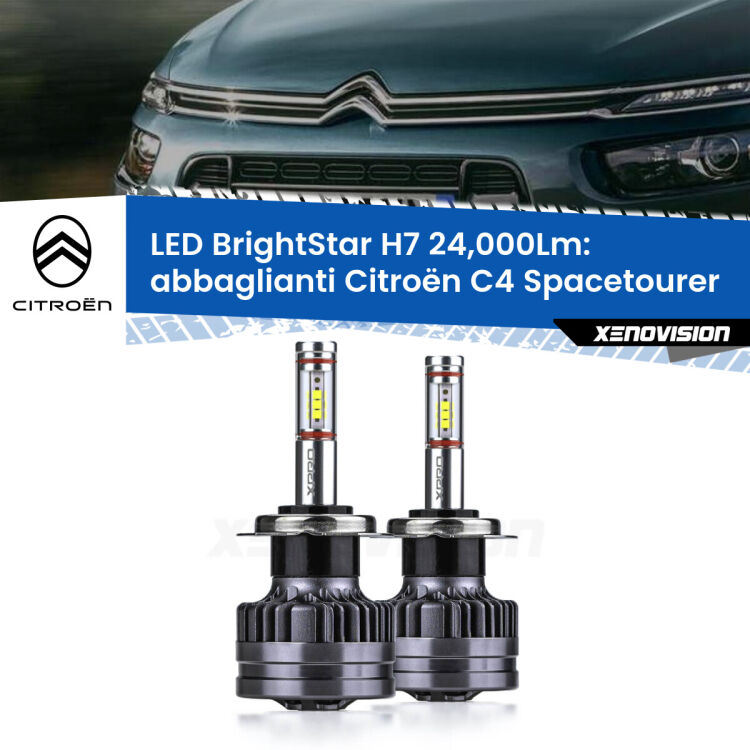 <strong>Kit LED abbaglianti per Citroën C4 Spacetourer</strong>  2018 in poi. </strong>Include due lampade Canbus H7 Brightstar da 24,000 Lumen. Qualità Massima.