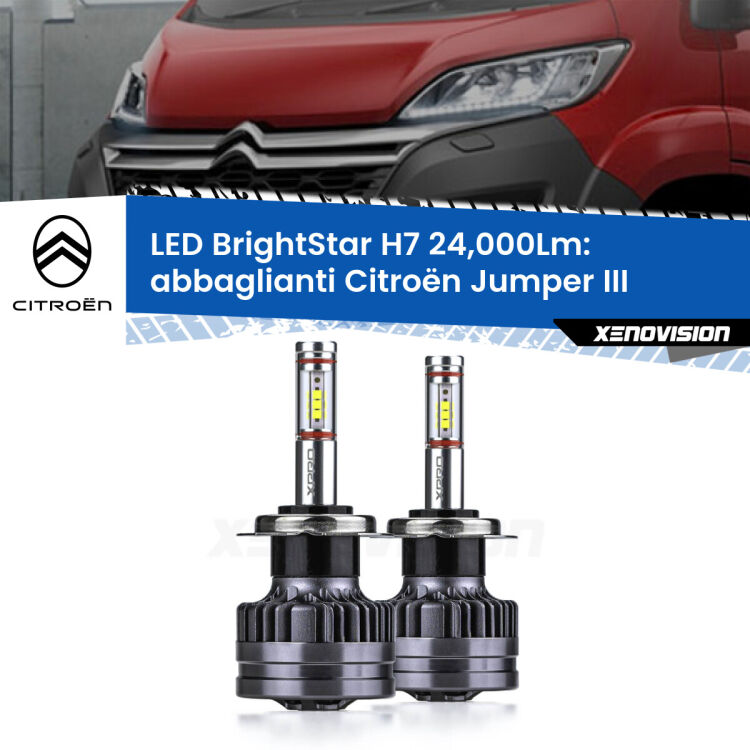 <strong>Kit LED abbaglianti per Citroën Jumper</strong> III in poi. </strong>Include due lampade Canbus H7 Brightstar da 24,000 Lumen. Qualità Massima.