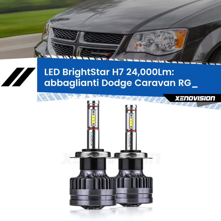 <strong>Kit LED abbaglianti per Dodge Caravan</strong> RG_ 2000 -2007. </strong>Include due lampade Canbus H7 Brightstar da 24,000 Lumen. Qualità Massima.