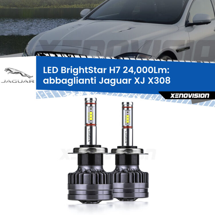 <strong>Kit LED abbaglianti per Jaguar XJ</strong> X308 1997 -2003. </strong>Include due lampade Canbus H7 Brightstar da 24,000 Lumen. Qualità Massima.