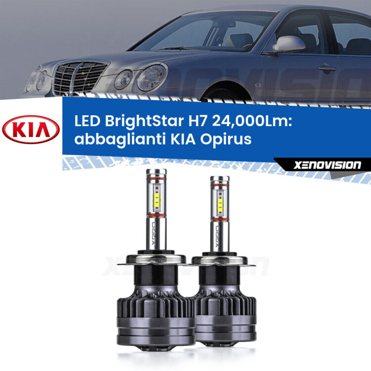 <strong>Kit LED abbaglianti per KIA Opirus</strong>  2003 -2011. </strong>Include due lampade Canbus H7 Brightstar da 24,000 Lumen. Qualità Massima.