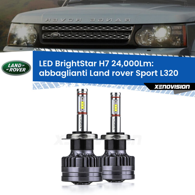 <strong>Kit LED abbaglianti per Land rover Sport</strong> L320 2005 -2013. </strong>Include due lampade Canbus H7 Brightstar da 24,000 Lumen. Qualità Massima.