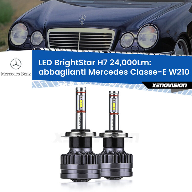 <strong>Kit LED abbaglianti per Mercedes Classe-E</strong> W210 1995 -2002. </strong>Include due lampade Canbus H7 Brightstar da 24,000 Lumen. Qualità Massima.